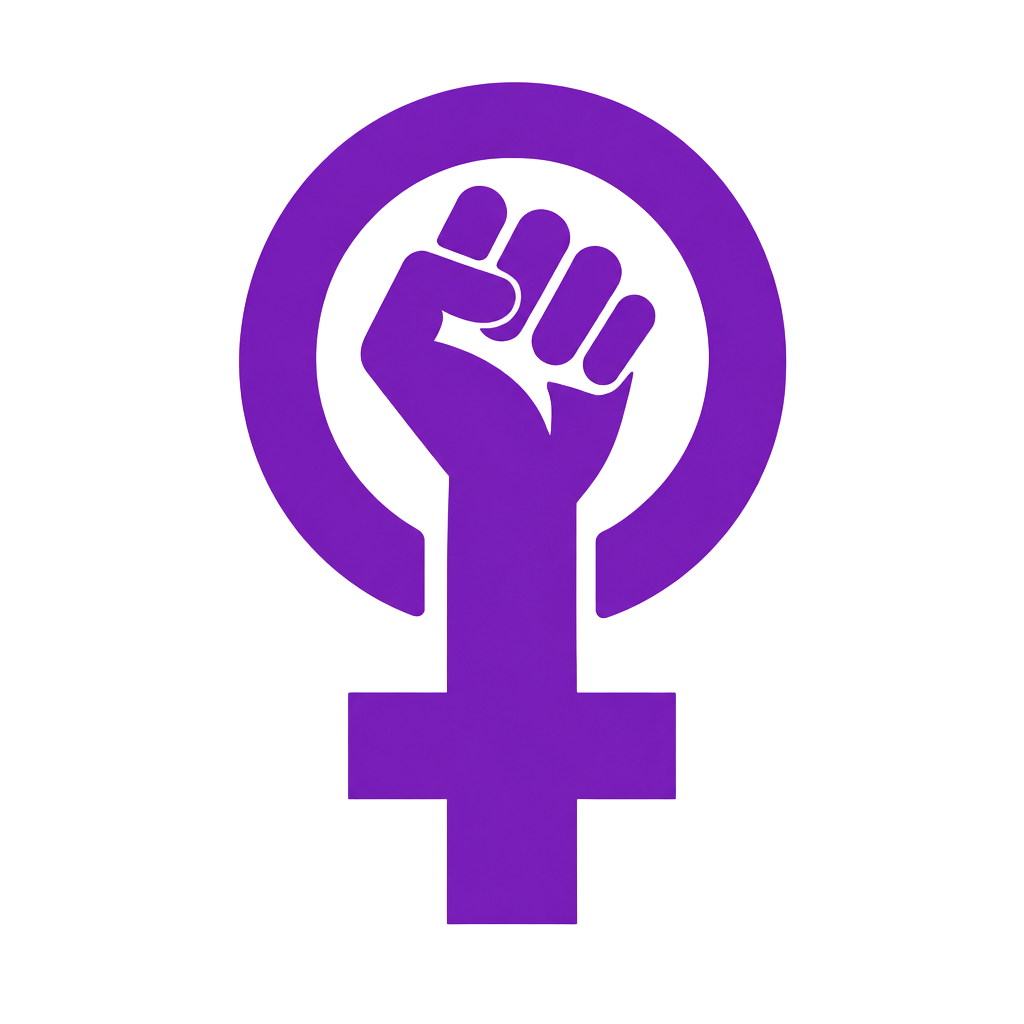 Puño violeta con símbolo de la mujer